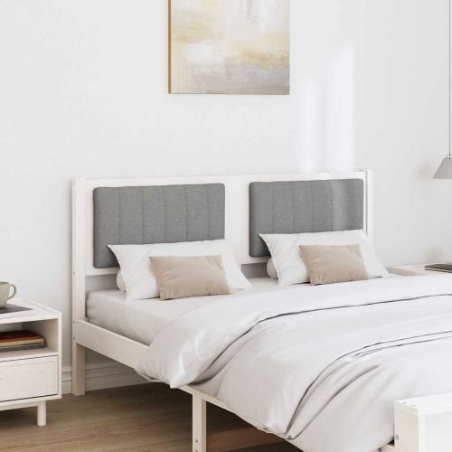 Тапицирана табла с таблото Бяло 135 cm Солидно борово дърво