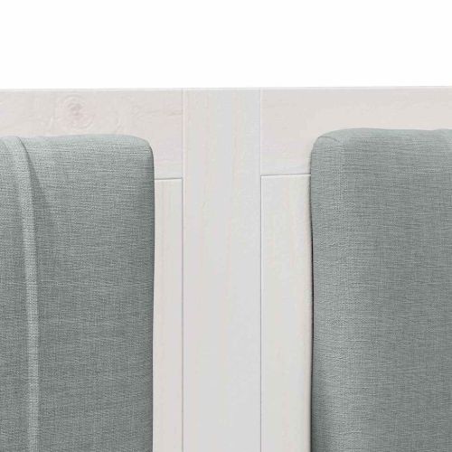 Тапицирана табла с таблото Бяло 120 cm Солидно борово дърво