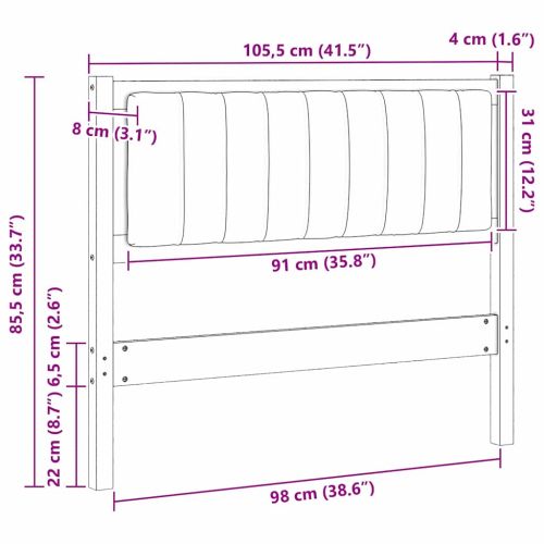 Тапицирана табла с таблото Кафяво 100 cm Солидно борово дърво