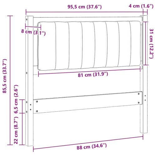 Тапицирана табла с таблото Кафяво 90 cm Солидно борово дърво
