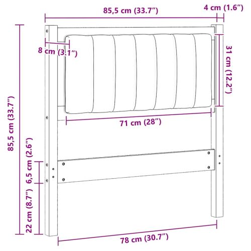 Тапицирана табла с таблото Бяло 80 cm Солидно борово дърво