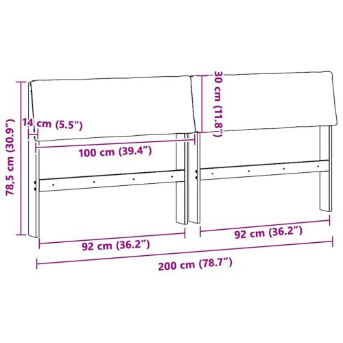 Тапицирана табла Тъмен сив 200 cm Солидно борово дърво