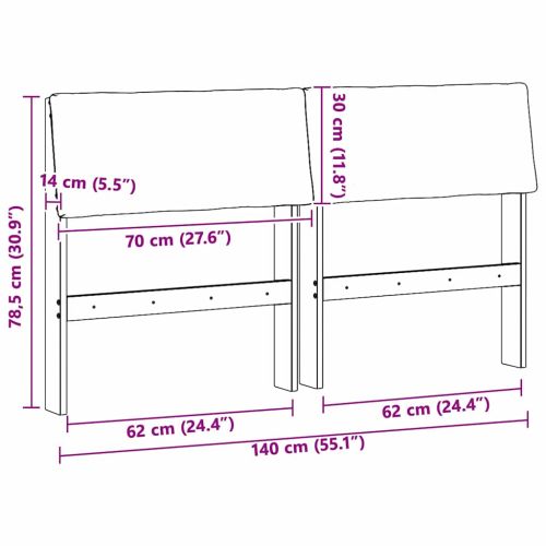 Тапицирана табла Тъмен сив 140 cm Солидно борово дърво