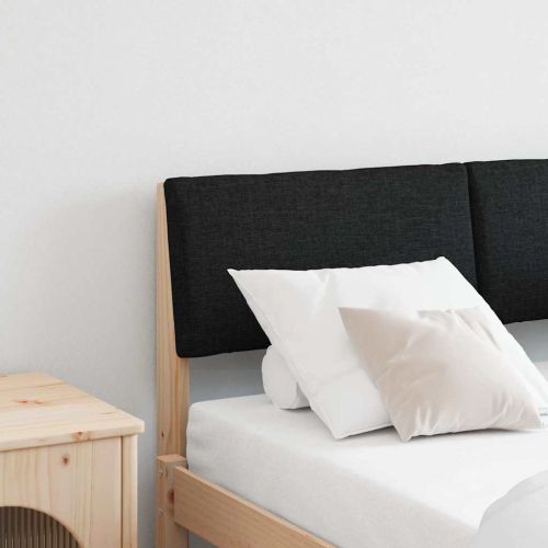 Тапицирана табла Черно 120 cm Солидно борово дърво