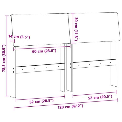 Тапицирана табла Таупе 120 cm Солидно борово дърво