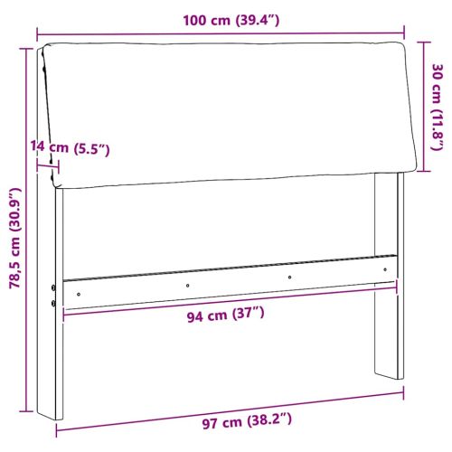 Тапицирана табла Таупе 100 cm Солидно борово дърво