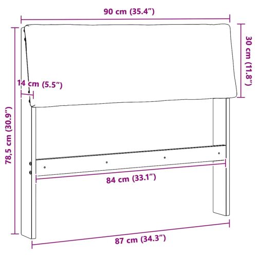 Тапицирана табла Светлосиво 90 cm Солидно борово дърво
