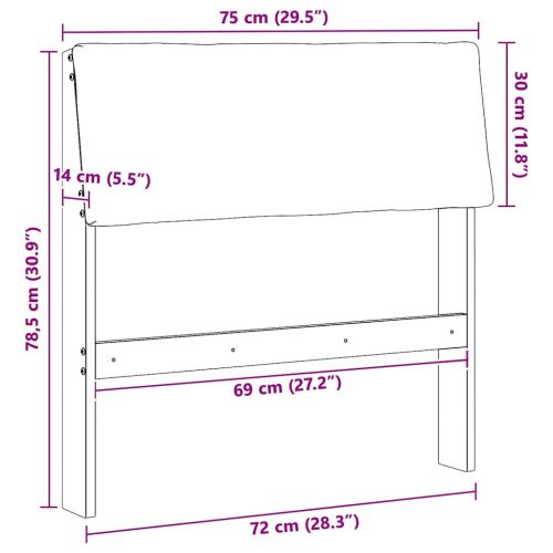 Тапицирана табла Черно 75 cm Солидно борово дърво