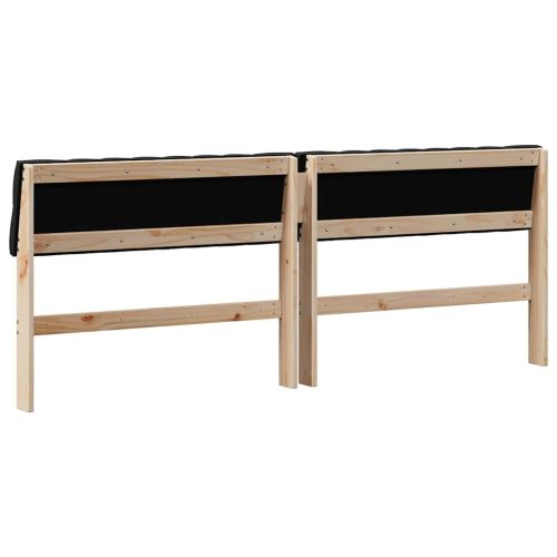 Тапицирана табла Черно 200 cm Солидно борово дърво