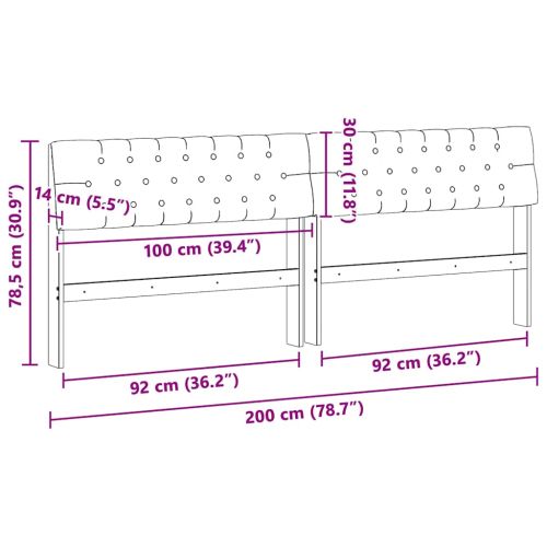 Тапицирана табла Таупе 200 cm Солидно борово дърво