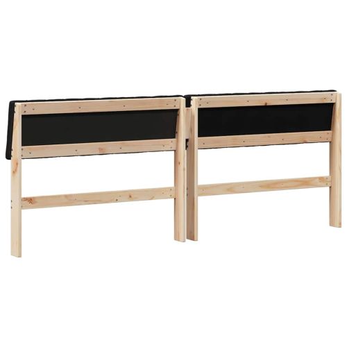 Тапицирана табла Черно 200 cm Солидно борово дърво