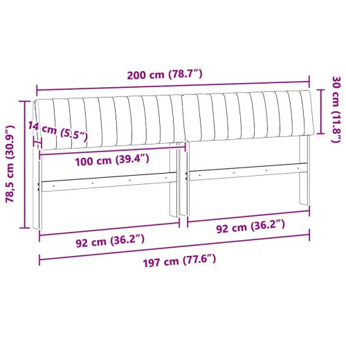 Тапицирана табла Таупе 200 cm Солидно борово дърво
