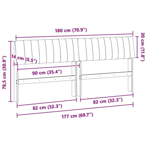 Тапицирана табла Светлосиво 180 cm Солидно борово дърво