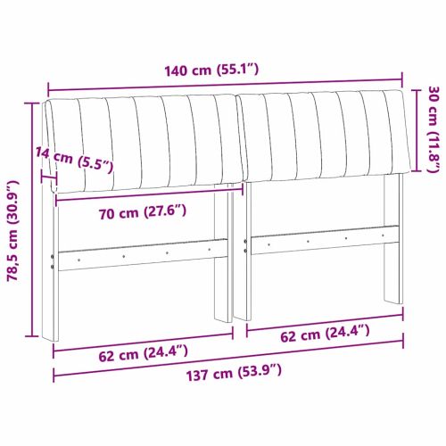 Тапицирана табла Таупе 140 cm Солидно борово дърво