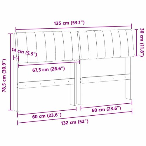 Тапицирана табла Таупе 135 cm Солидно борово дърво