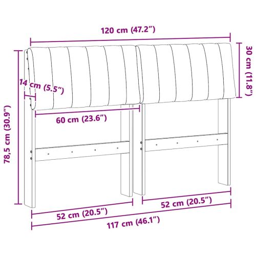 Тапицирана табла Таупе 120 cm Солидно борово дърво