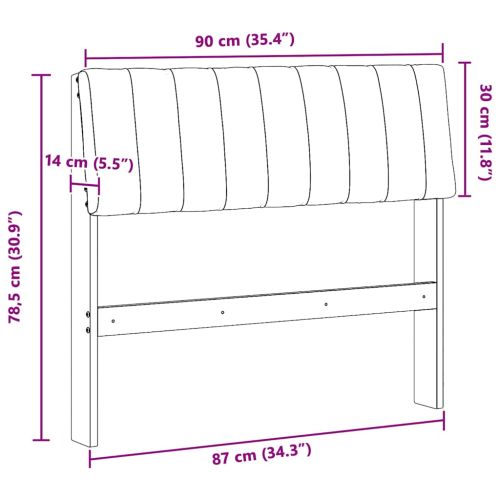Тапицирана табла Черно 90 cm Солидно борово дърво