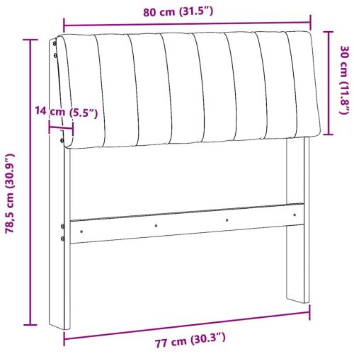 Тапицирана табла Таупе 80 cm Солидно борово дърво