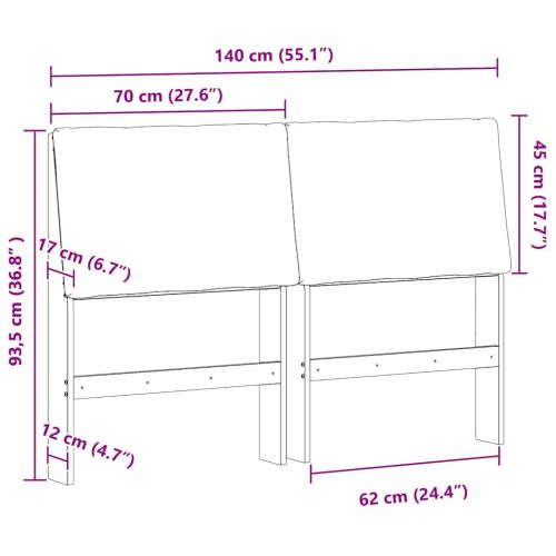 Тапицирана табла Таупе 140 cm Солидно борово дърво