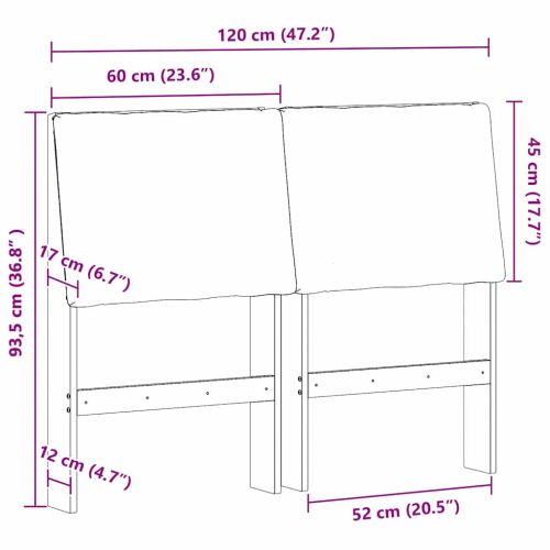 Тапицирана табла Таупе 120 cm Солидно борово дърво