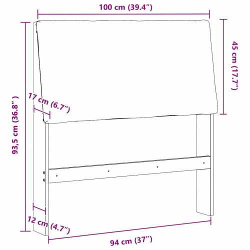 Тапицирана табла Тъмен сив 100 cm Солидно борово дърво