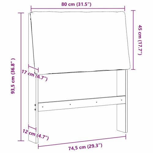 Тапицирана табла Тъмен сив 80 cm Солидно борово дърво