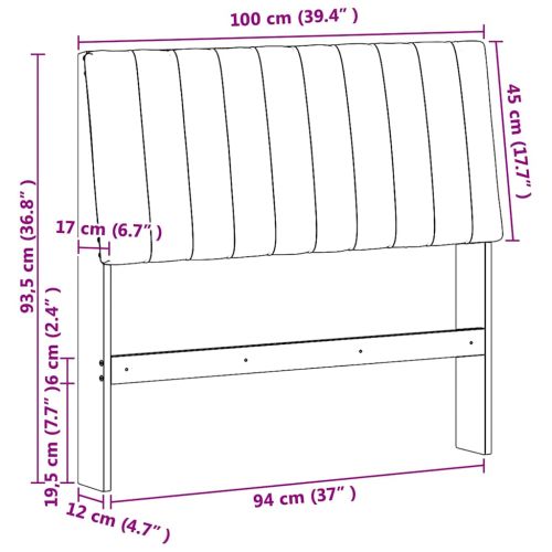 Тапицирана табла Черно 100 cm Солидно борово дърво