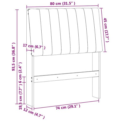 Тапицирана табла Светлосиво 80 cm Солидно борово дърво