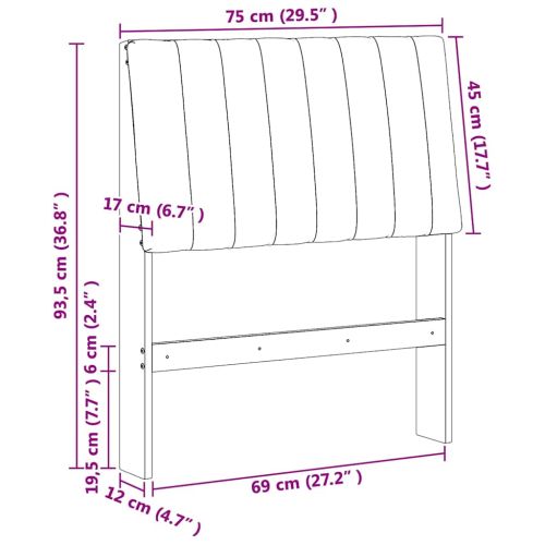 Тапицирана табла Тъмен сив 75 cm Солидно борово дърво