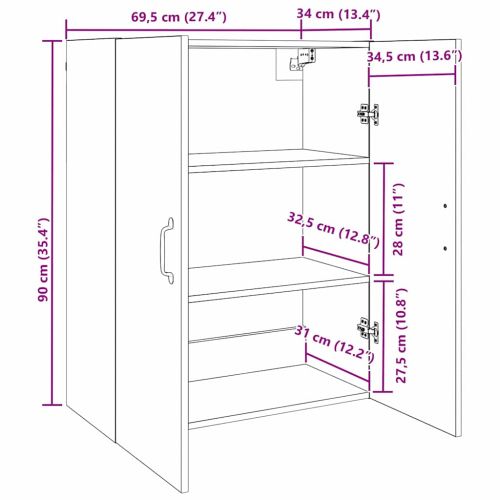 Стенен шкаф Дъб 69,5 x 34 x 90 см Инженерно дърво