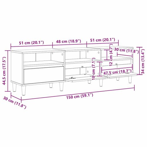 ТВ шкаф с чекмедже Дъб 150 x 30 x 45 см Инженерно дърво