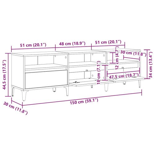 ТВ шкаф с чекмедже Черния дъб 150 x 30 x 45 см