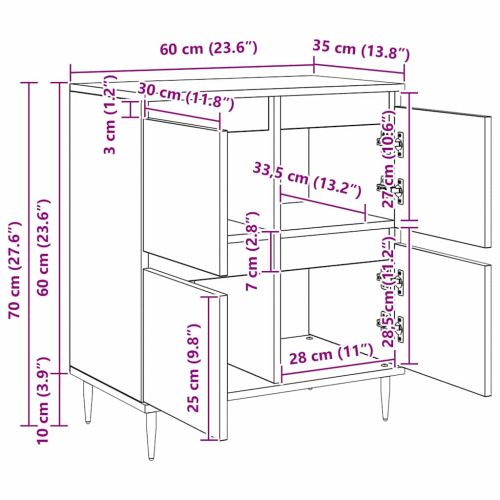 Служебен шкаф Дъб 60 x 35 x 70 cm