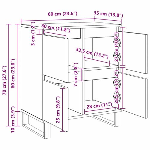 Служебен шкаф Дъб 60 x 35 x 70 cm