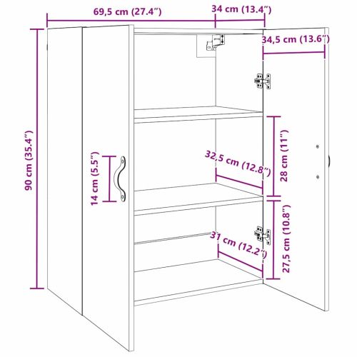 Стенен шкаф Дъб 69,5 x 34 x 90 см Инженерно дърво