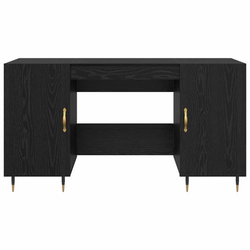 Бюро с рафт с врата Черен дъб 140 x 50 x 75 см Инженерно дърво