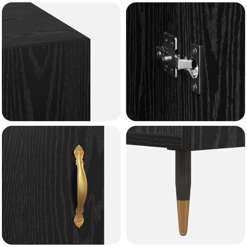 Бюро с рафт с врата Черен дъб 140 x 50 x 75 см Инженерно дърво