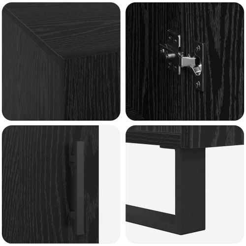 Бюро с рафт с врата Черен дъб 140 x 50 x 75 см Инженерно дърво