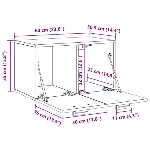 Стенно шкафче Старо дърво 60 x 36,5 x 35 cm Инженерно дърво