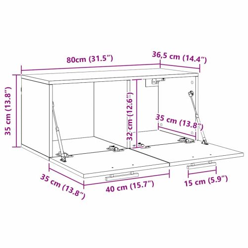 Стенен шкаф Черен дъб 80 x 36.5 x 35 cm Инженерно дърво