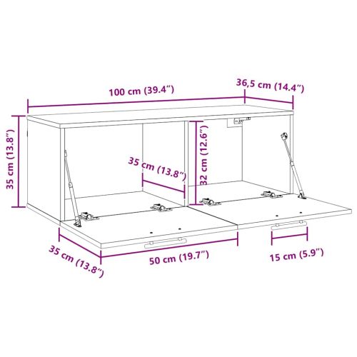 Стенен шкаф Старо дърво 100 x 36.5 x 35 cm Инженерно дърво