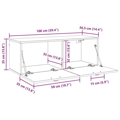 Стенно шкафче Дъб 100 x 36,5 x 35 cm Инженерно дърво