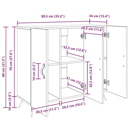 Служебен шкаф Дъб 89,5 x 34 x 80 см Инженерно дърво