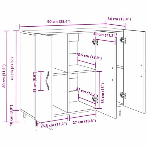 Служебен шкаф Дъб 90 x 34 x 80 см Инженерно дърво