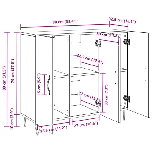 Служебен шкаф Дъб 90 x 32,5 x 80 см Инженерно дърво