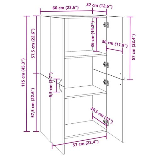 Офис шкаф с рафт Старо дърво 60 x 32 x 115 cm Инженерно дърво