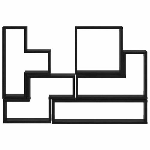 Стена Куб с рафт Друг Черен дъб 96 x 12 x 64 см Инженерно дърво