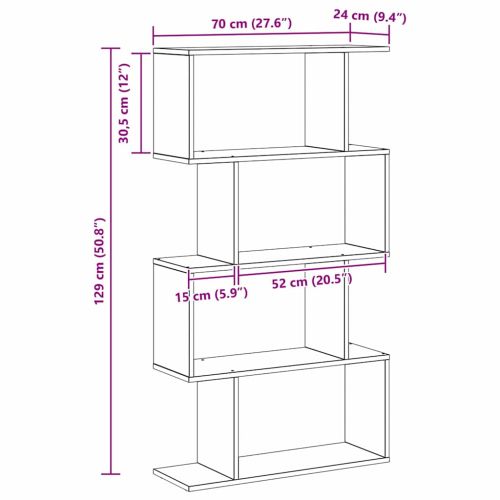 Шкаф за книги Черния дъб 70 x 24 x 129 см Инженерно дърво