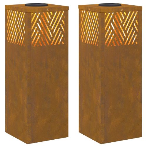 Соларна LED светлина за пътека Рибена кост 2 pcs Кортен стомана