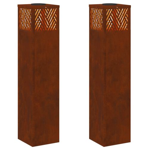 Соларна LED светлина за пътека Рибена кост 2 pcs Кортен стомана